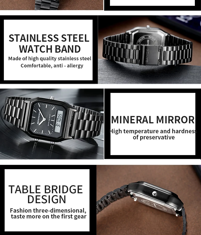 SANDA Military Sports Watches Waterproof Mens Watches Top Brand Luxury Clock Electronic LED Digital Watch Men Relogio Masculino