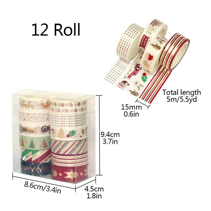 

40 Pcs 19Mm Colored Binder Clips Home Office School Teacher & 12 Pcs Decorative Duct Tape Holiday Christmas Washi Tape