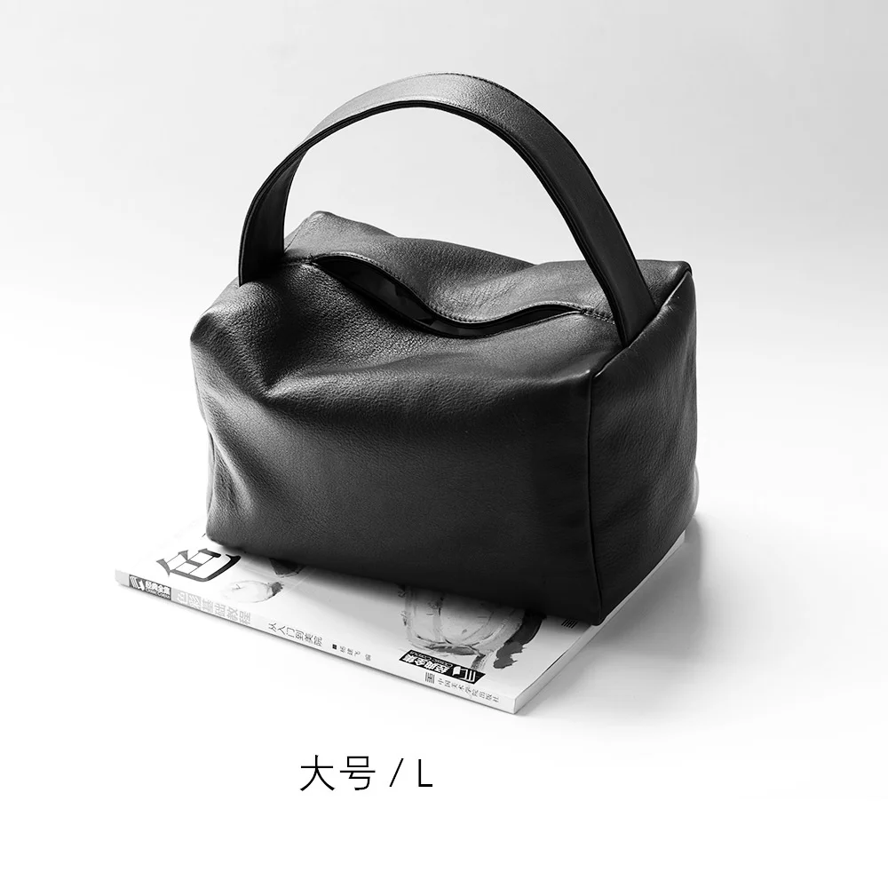 

Leather pillow bag black women's hand bag hot selling women's bag lunch box soft leather bag