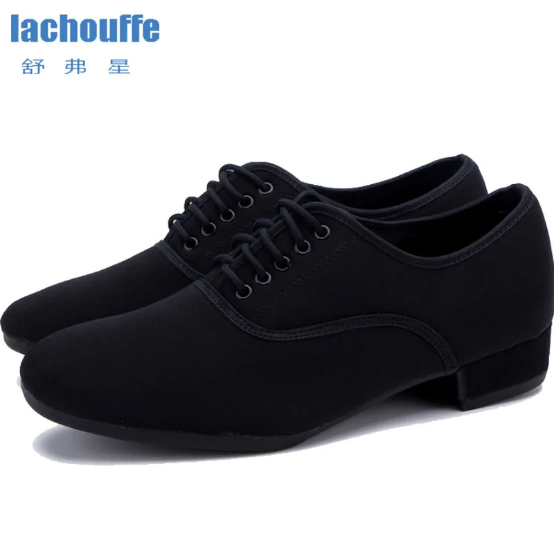 Мужская танцевальная обувь черные дышащие оксфорды ткань резиновая подошва