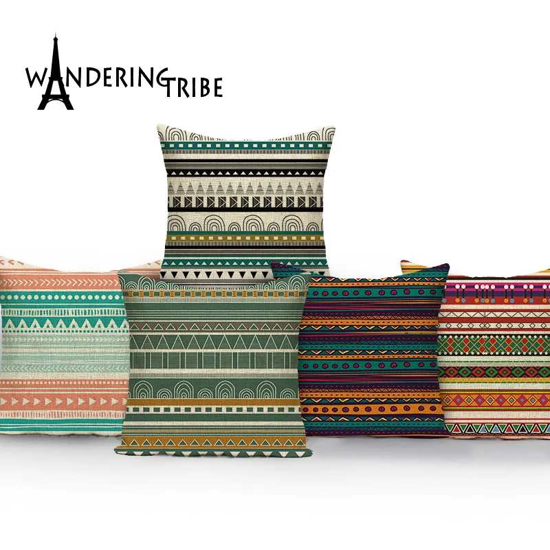 

High Quality Pillow Case Morocco Geometry Cushion cases Seat Linen Promotion Home Decoration Stripe Blue Lumbar Pillow Cover