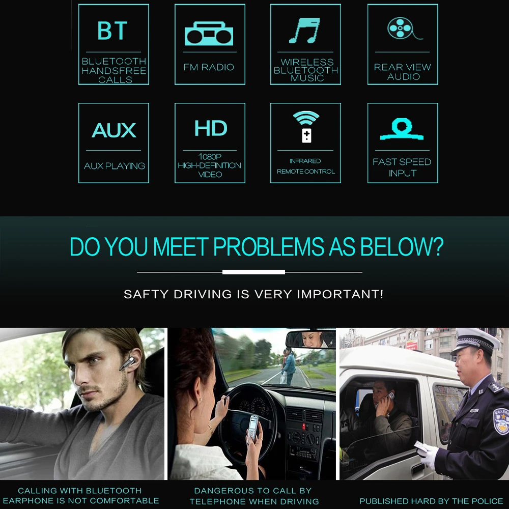 7 inch Bluetooth 1080P Auto Car MP5 Player 1DIN Retractable screen 21-key control FM/USB/AUX Rear view Touch Screen |