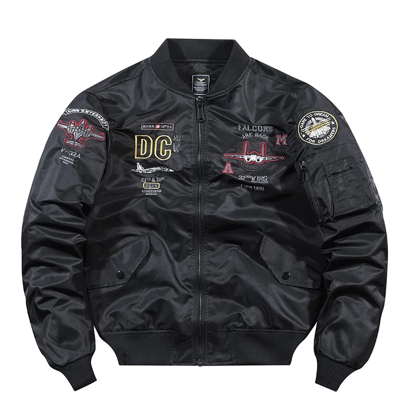 

Spring Autumn Men's Air Force MA 1 Pilot Bomber Jacket Military Style Aircraft Embroidery Baseball Jackets Uniform Tooling Coats
