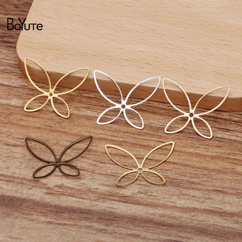 

BoYuTe (100 Pieces/Lot) 20*25MM Metal Brass Stamping Plate Butterfly Materials Diy Hand Made Jewelry Accessories Parts