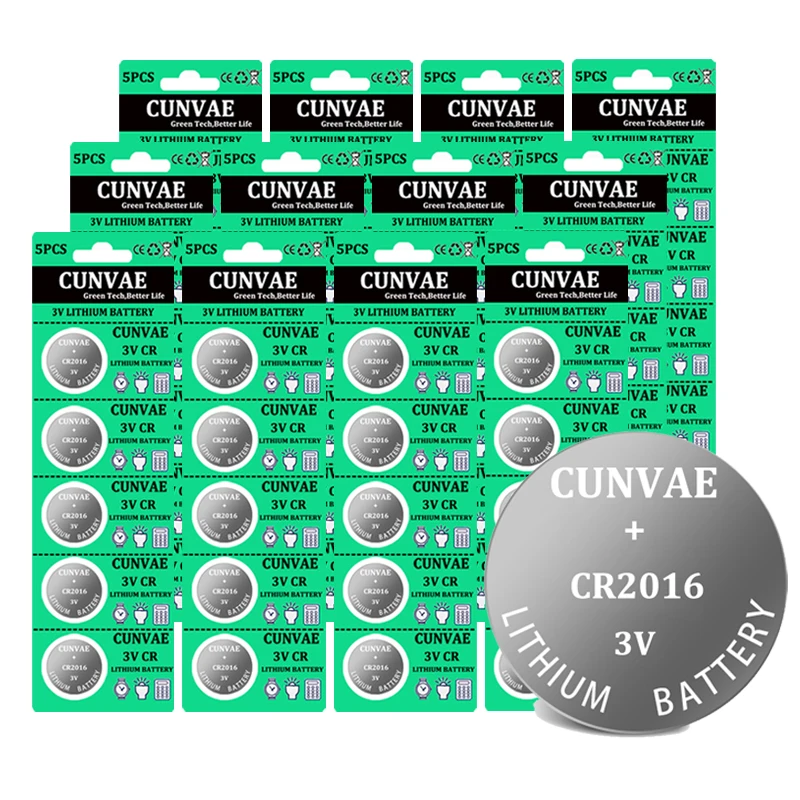 

100pcs cr2016 Lithium Battery 3V Li-ion Button Battery Watch Coin Cell Batteries cr 2016 DL2016 ECR2016 BR2016 Car key