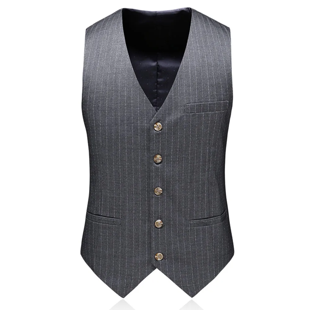 Костюм мужской классический в полоску блейзер и брюки жилет двубортный офисный