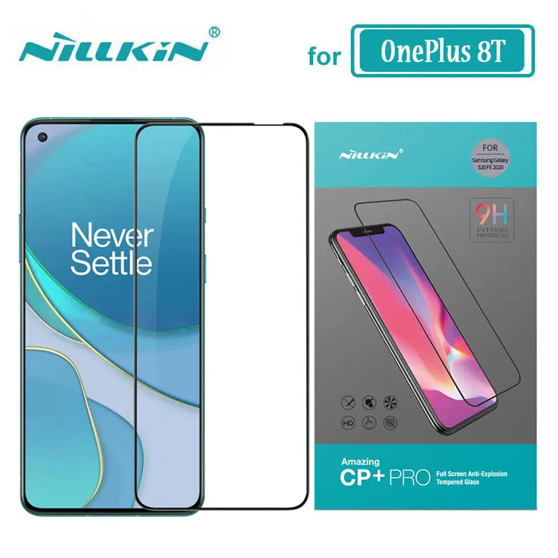 Закаленное стекло для OnePlus 8T Nillkin CP + Pro Полное клеевое Защитное экрана 8T|Защитные