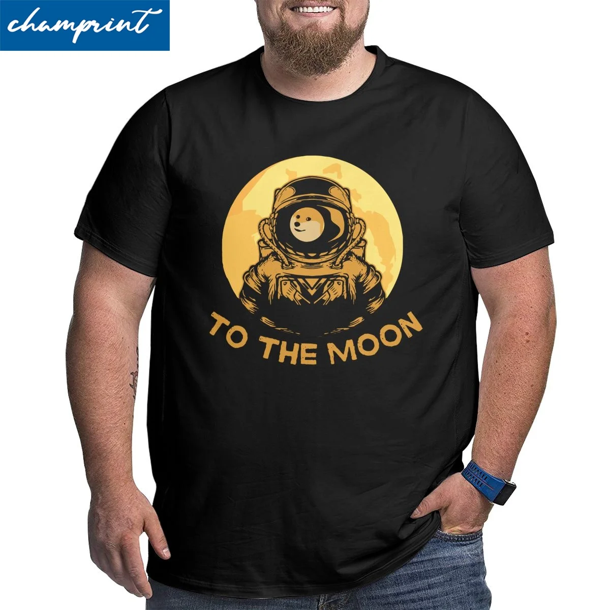 

Dogecoin To The Moon Funny Cryptocurrency Meme T Shirt Men's Bitcoin Btc Blockchain T-Shirt Big Tall Tee Shirt Big Size 6XL