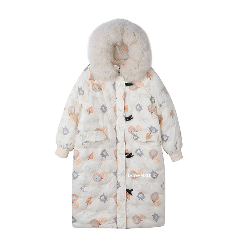 

Winter 2021 New thick warm fur collar hooded coat women's padded jacket cute down cotton jacket women's kawaii long outwear MY89