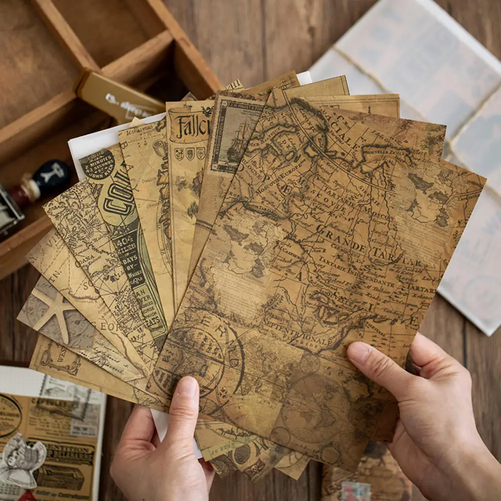 

10 Sheets Vintage Series Kraft Paper Material DIY Scrapbooking Collage Album Gift Packaging Decoration Background Paper Pads