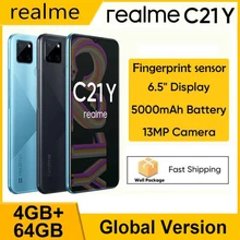 Realme – Smartphone C21Y, Version globale, 4 go 64 go, huit cœurs avec 3 emplacements pour cartes, batterie 5000mAh, capteur d'empreintes digitales, Stock au brésil  (3)