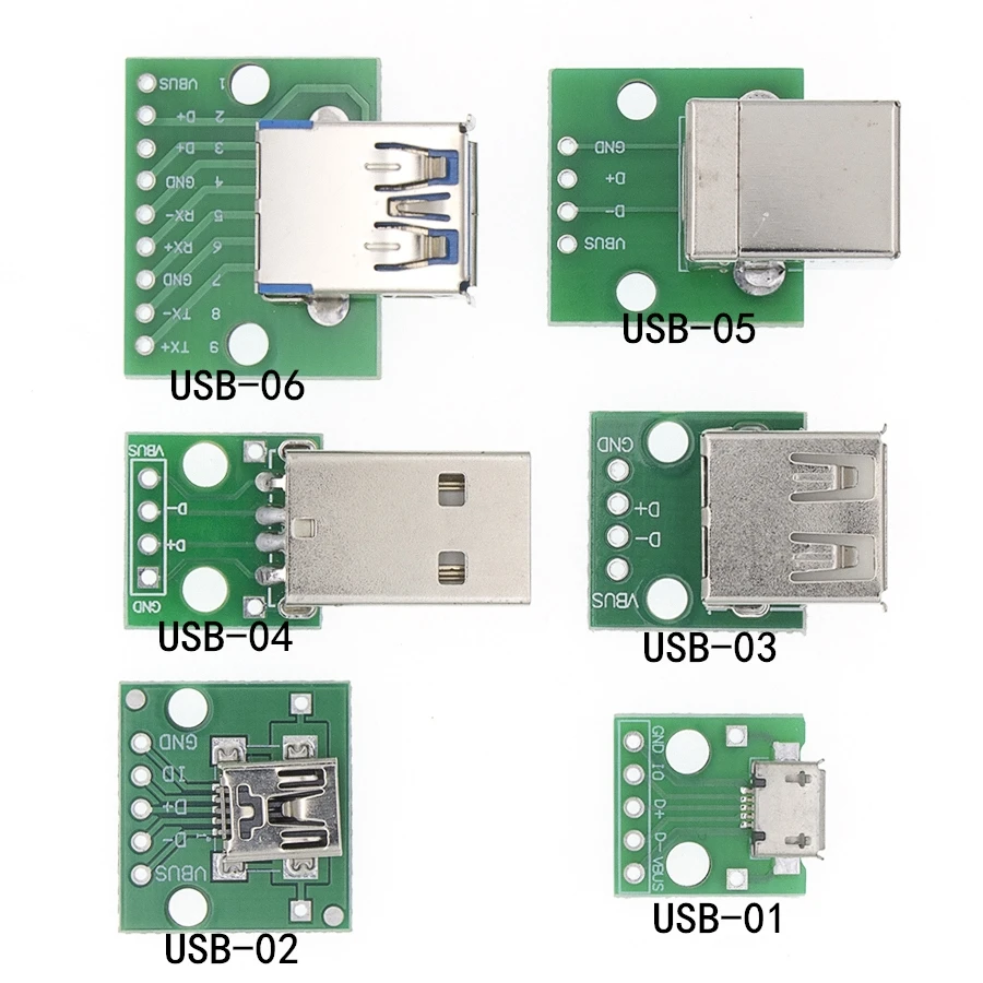 10 шт. USB разъем типа папа/MINI MICRO Для DIP адаптера 2 54 мм 5pin гнездовой B 0