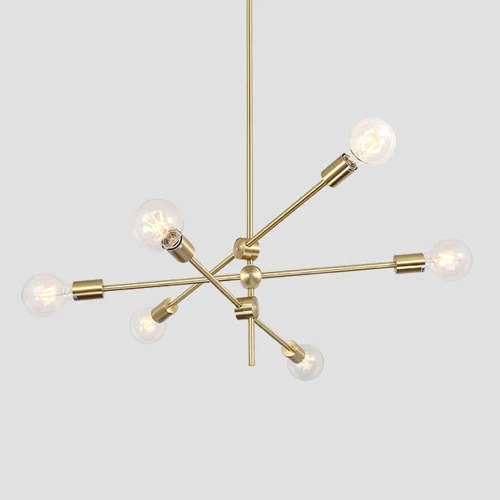 Modern Pendant Lights Lamp E27 Simple Hanging Lamp Nordic Metal Lustre hanglamp Gold Black For Living Dining Room - Цвет корпуса: 6 head
