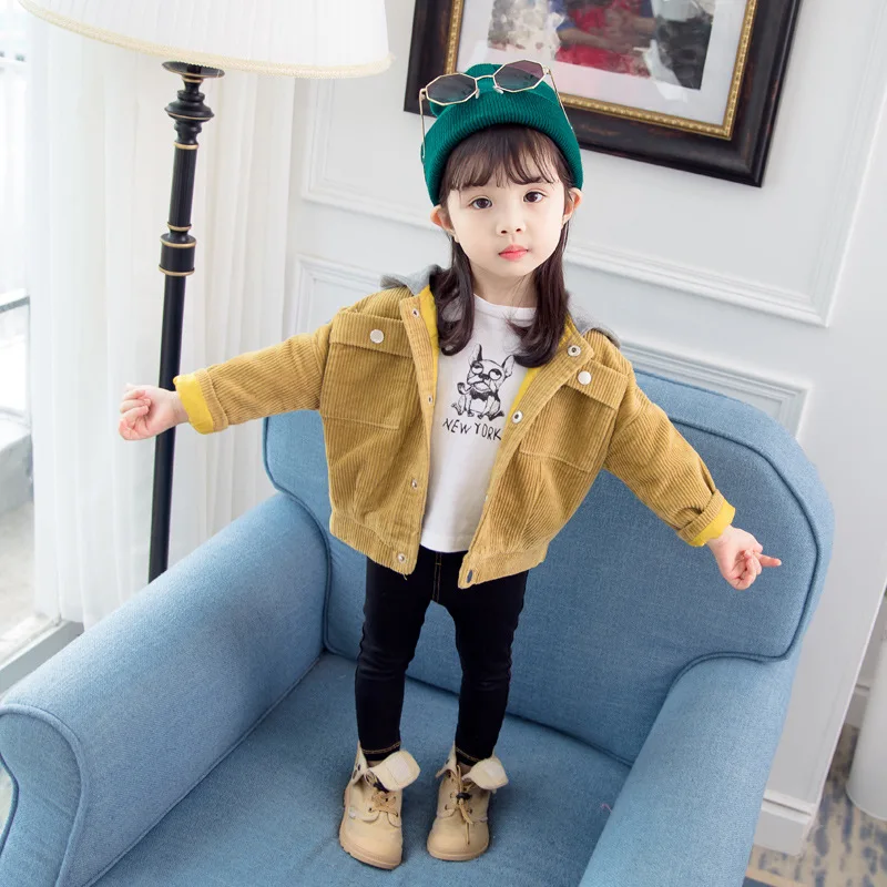 

Child Fashion Outerwear For Children'S Autumn Jacket For Baby Girl Hooded Coat Clothes Little Girls Outfit Corduroy Parka 6 Year