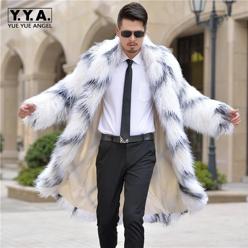 

Winter Men White Fur Coat Long Sleeve Faux Wool Fur Outerwear Casual Coats Plus Size 3XL European Fashion Business Jaqueta