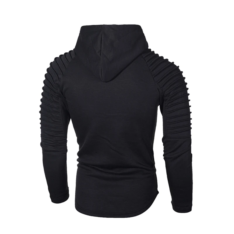 Pleated Solid Hooded sweatshirt men 2020 Spring Black Hoodies Coat Men Casual Long Sleeve Sweatshirts Male Jackets top | Мужская одежда