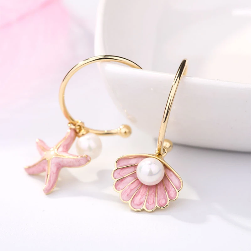 Женские асимметричные серьги-подвески с жемчужинами в стиле бохо модные