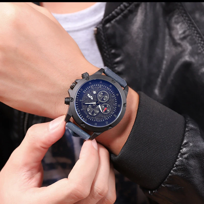 VA VOOM мужские часы кварцевые наручные Топ бренд Роскошные спортивные большие