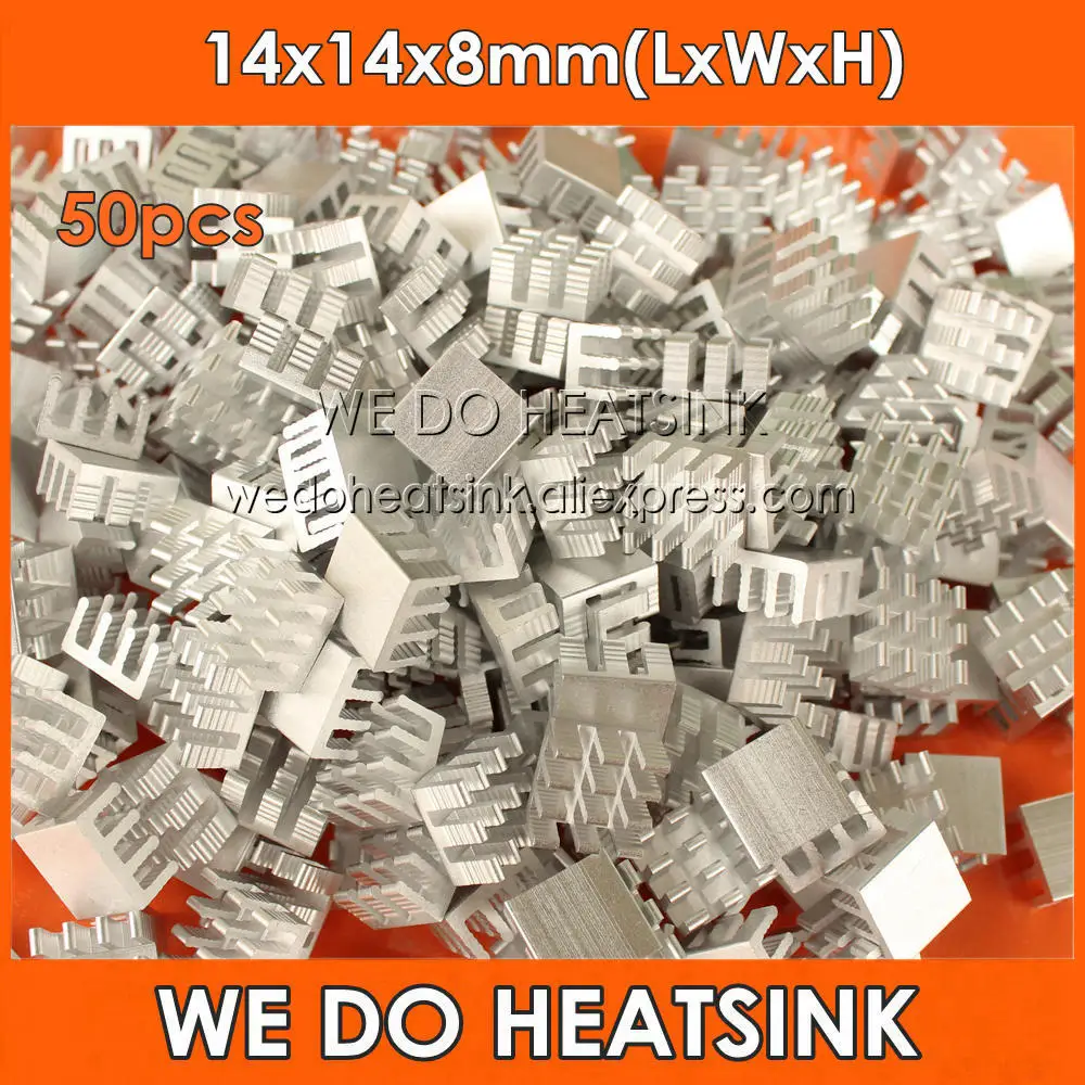 

50pcs 14x14x8mm Passive Heatsink MOSFET Chipsink Heat Sink With Pin Fins