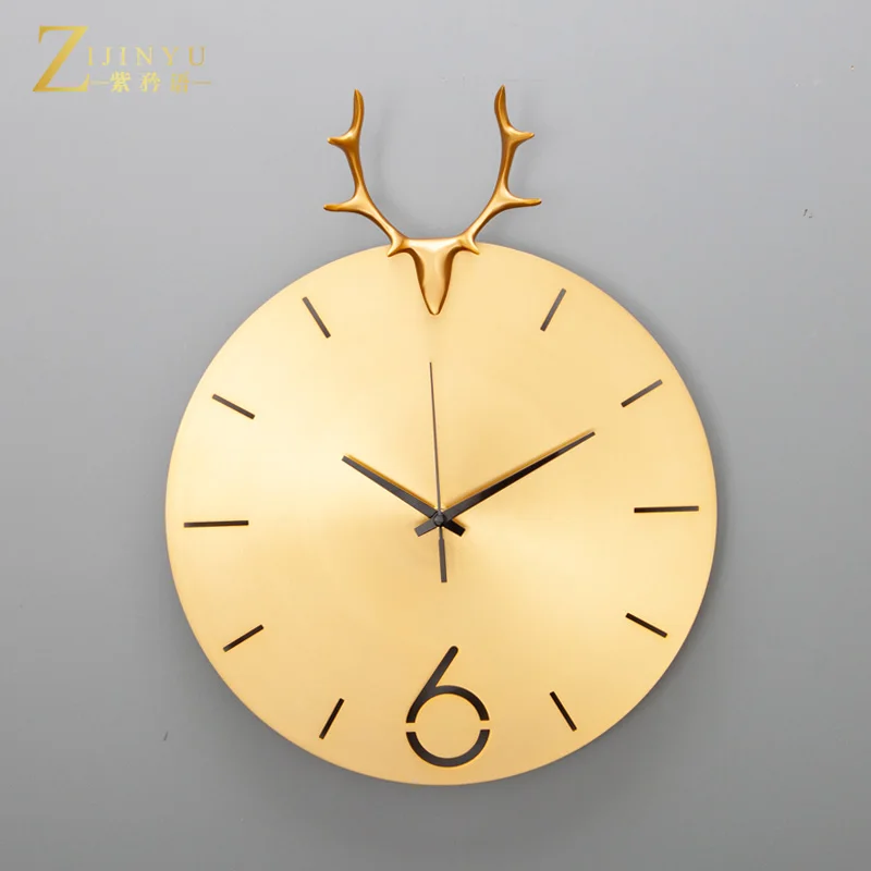 Металлическая декорация настенные часы северных оленей головы 3d Гостиная