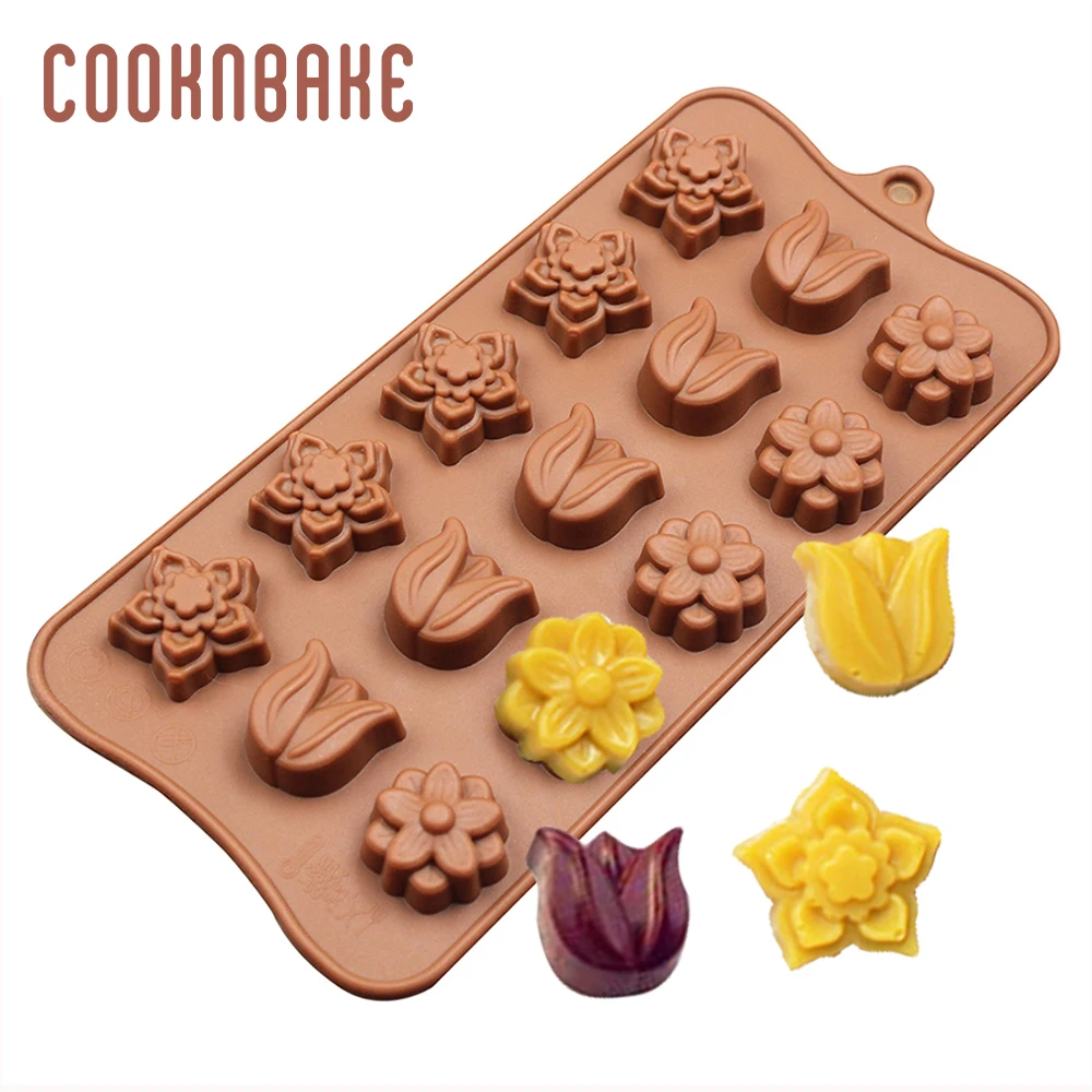 COOKNBAKE силиконовая шоколадная форма цветок конфеты jello gummy плесень тюльпаны