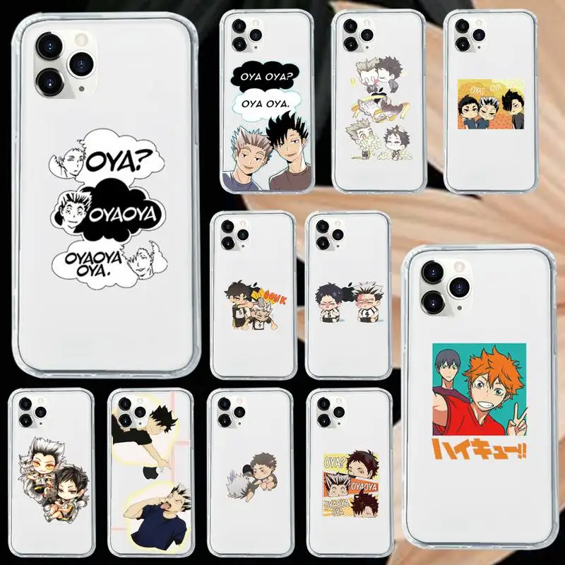 

Cute Japan Anime Oya Haikyuu Phone Case Transparent soft For iphone 12 11 13 7 8 6 s plus x xs xr pro max mini
