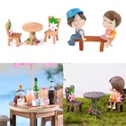 Миниатюрный стол и стул в виде сказочного сада, аксессуары для кукольного дома, имитация напитков, фруктов, сока, фигурка пары