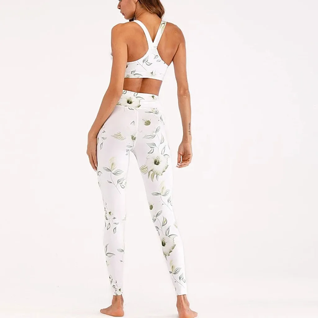 Женский бесшовный жилет с принтом и штаны для йоги завышенной талией спортивная