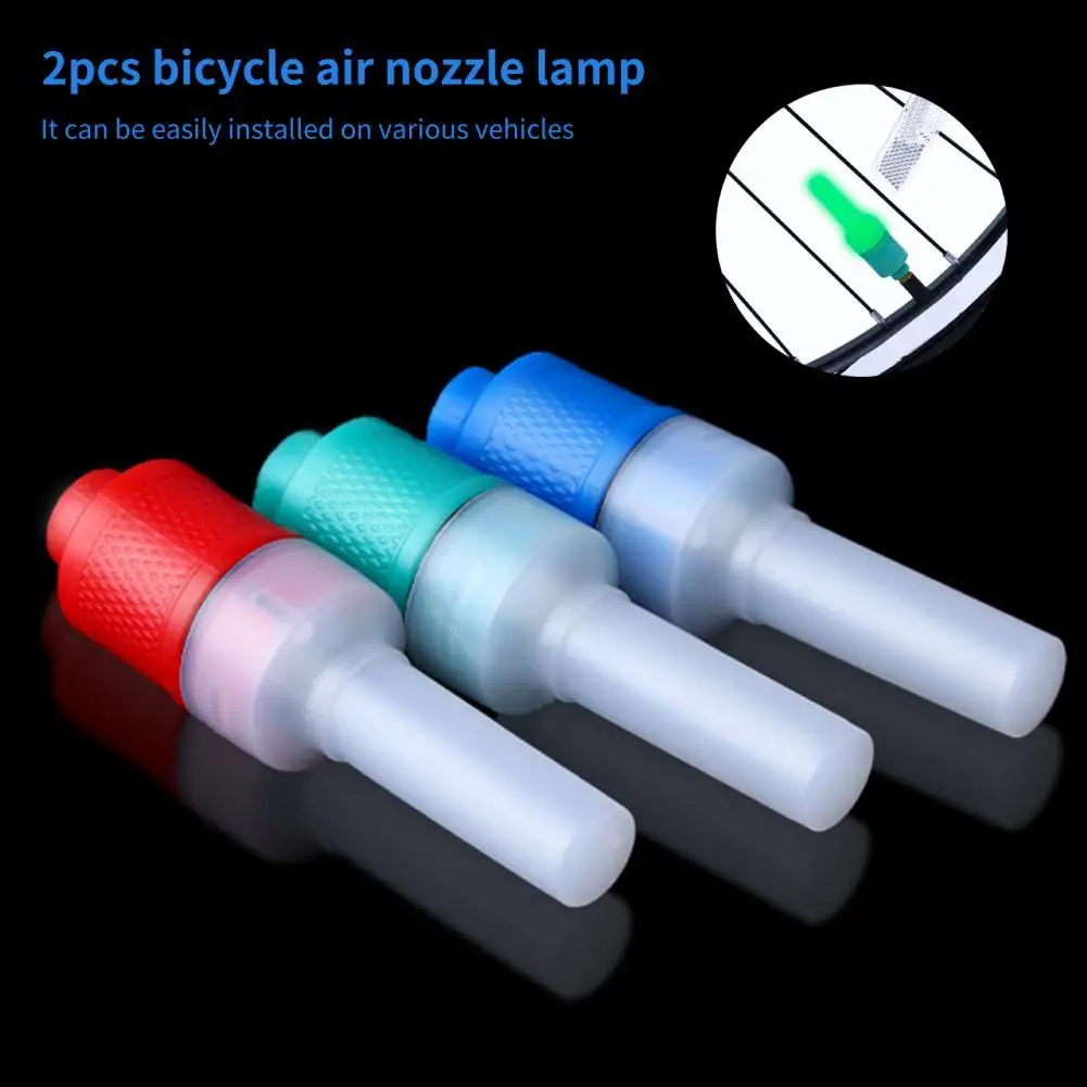

2Pcs Bicycle Valve Lamp Stylish Convenient Plastic Nozzle Tire Light Lamp for Rider