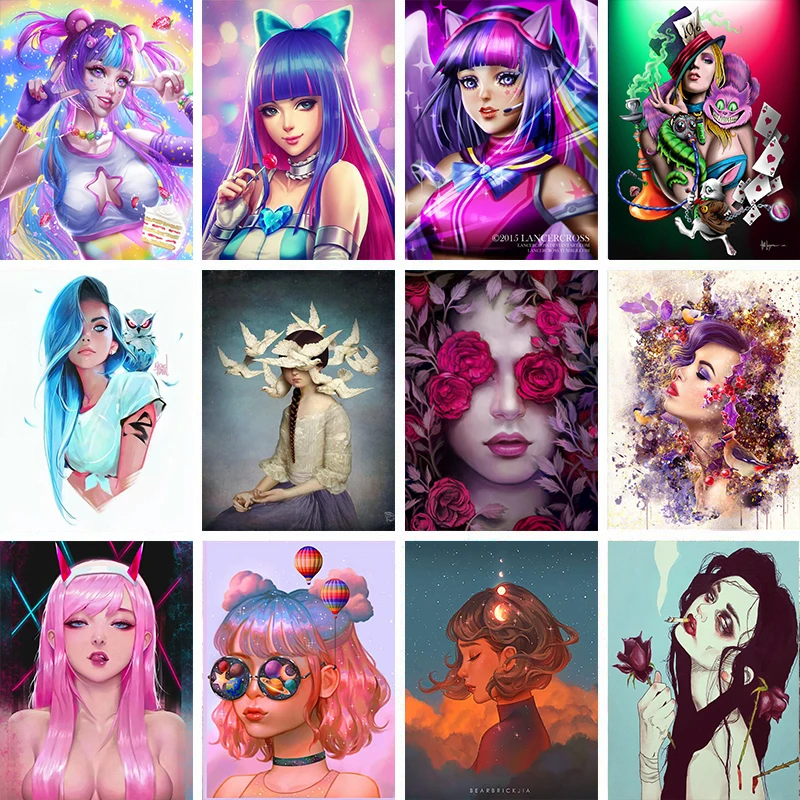 

5D DIY Diamond Painting Colorful Girl Picture Cross Stitch Gift Square/Round Full Drill Embroidery Mosaic Art Home Decoration