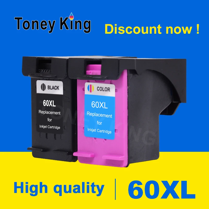 Toney King Compatible for HP 60 XL ink cartridge for HP60 60xl Deskjet F2480 F2420 F4480 F4580 F4280 Photosmart C4640 C4650