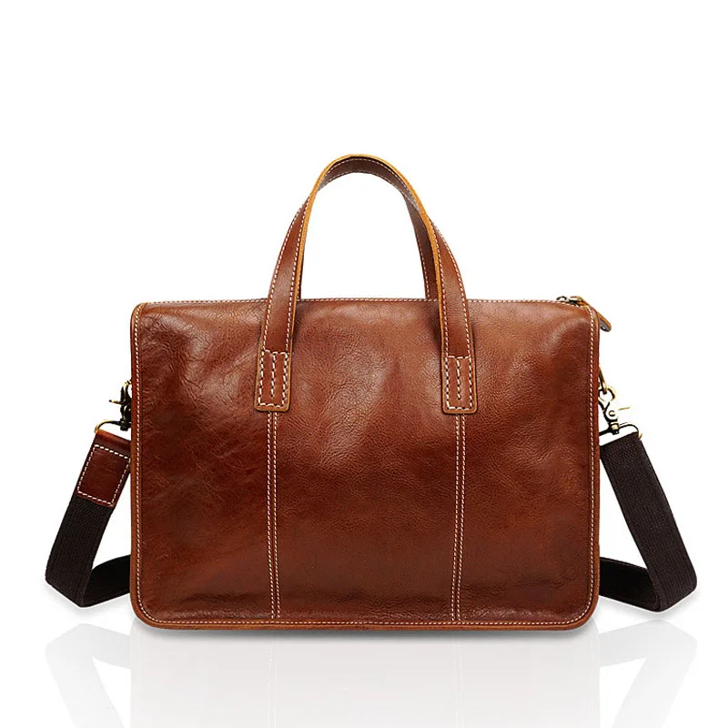 

15 inch 100% Genuine Leather Men Bags male Men's Handbag Fashion business Laptop Briefcase Portfolio shoulder Tote crossbody bag