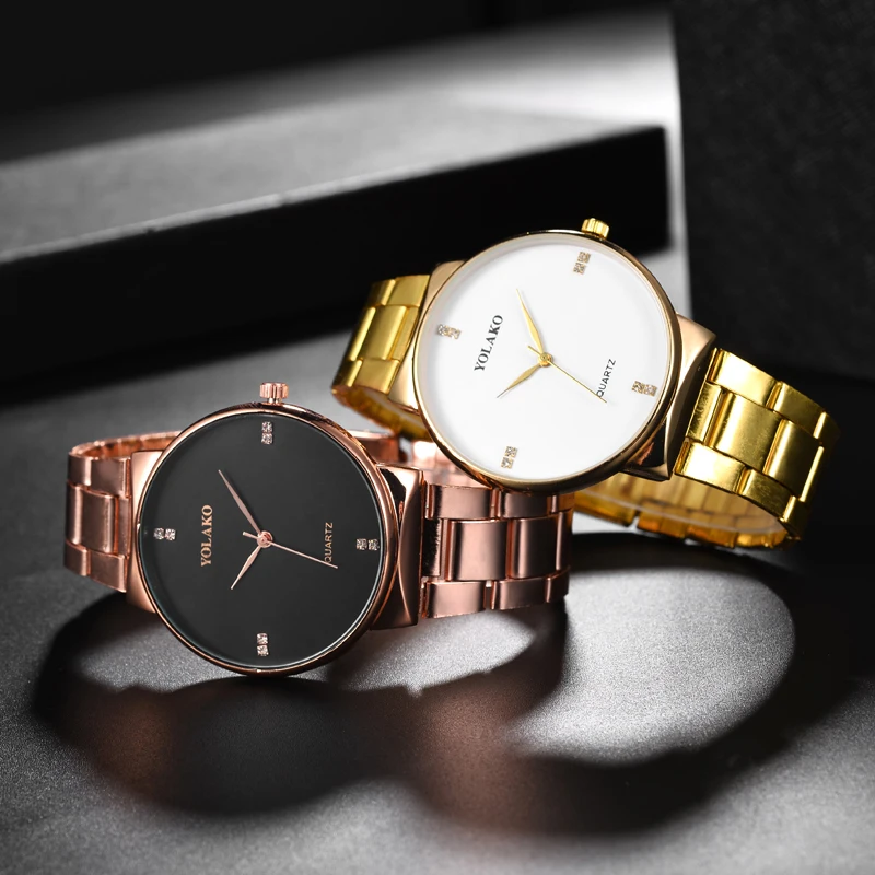 Высококлассные женские кварцевые часы из нержавеющей стали простые