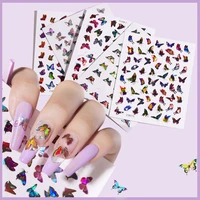 1pcs colorful laser butterfly nail sticker for art decoration 2021 fashion 3d waterproof nails accessories for manicure