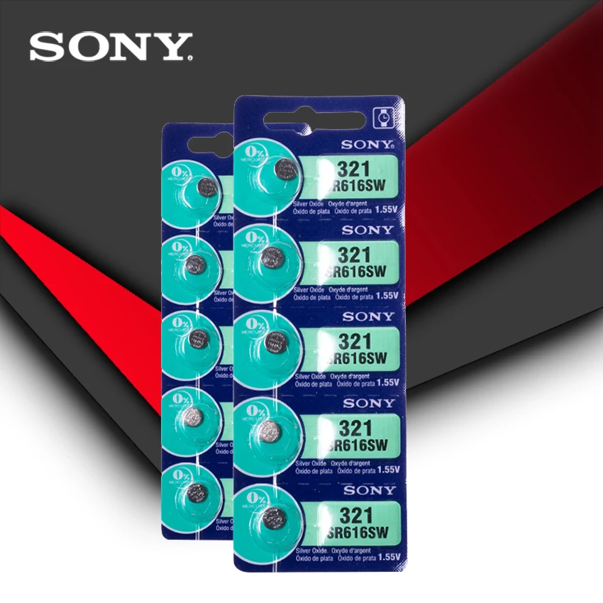 5 шт. Sony 100% оригинальный 321 SR616SW 1 55 V Серебряный оксид часовая батарея Кнопочная