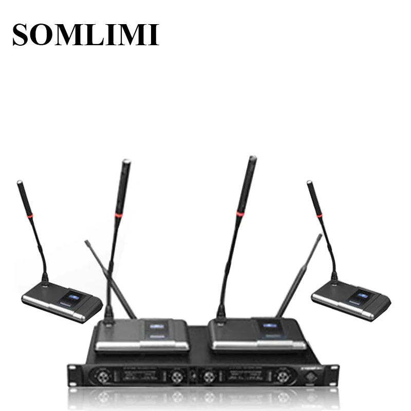 4 микрофонный беспроводной микрофон с системой усилителя звука|microphone wireless|conference