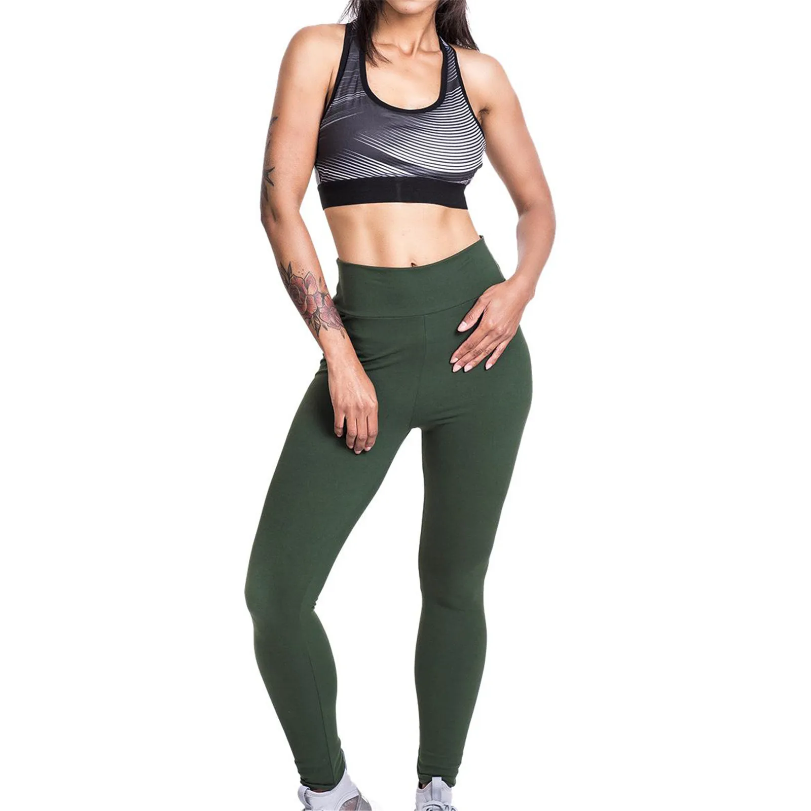 

Women's Solid Color High Waist Stretch Strethcy Fitness Leggings Yoga Pant Fitness Running Yoga Pants Gym High waist tights