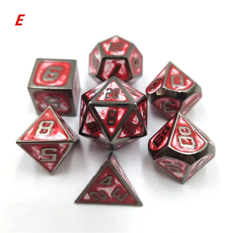 

Free shipping New Metal Dice Set DND Board Game 7pcs Polyhedral Dice for Dungeons RPG Role Playing Game and Math Teaching