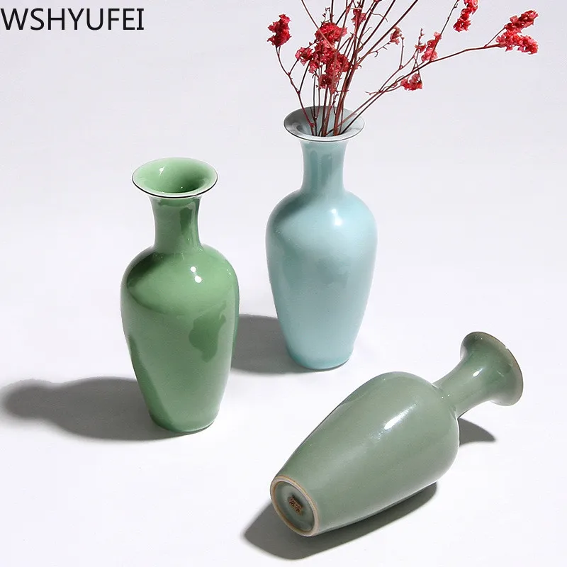New style Celadon vase Flower arrangement hydroponic plant Office desktop fashion decoration Photo studio Decoration WSHYUFEI | Дом и сад
