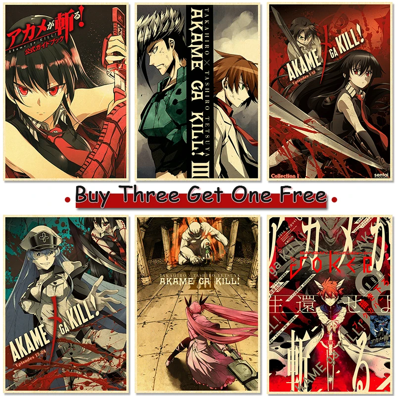 Akame Ga Kill аниме постер Декор для дома постеры комната стена Pictur крафт-бумага ретро