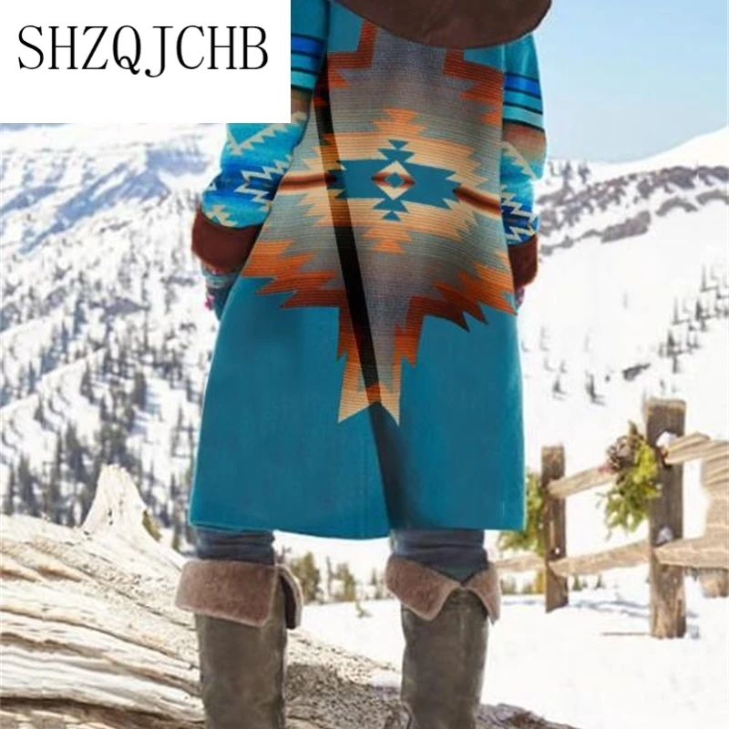 

JCHB Autumn Winter Ladies Woolen Coat Sweet Color Patchwork Thickened Warm Long Sleeves Midi-length Woolen Jacket