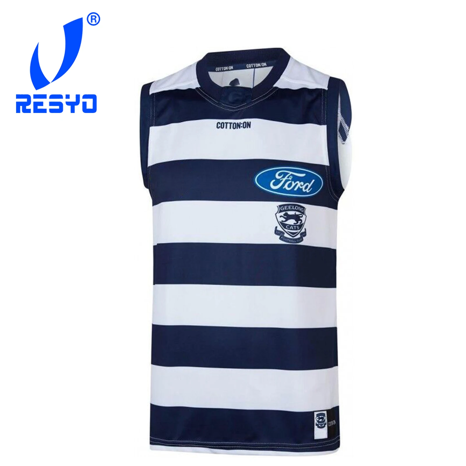 

RESYO для Geelong кошек 2019 мужской домашний Guernsey Регби Джерси жилет спортивная рубашка S-5XL