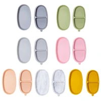 baby training feeding food bowl with lid anti slip silicone sucker divided plate tray bpa free dishes tableware for toddlers