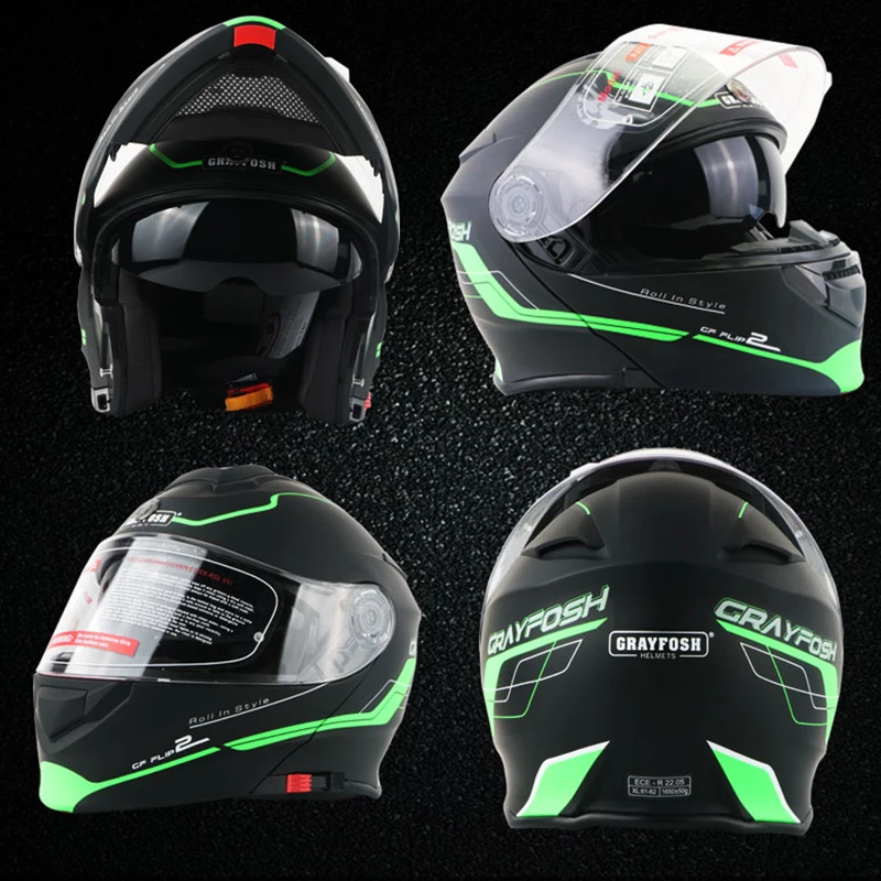Мотоциклетный шлем TORC Moto Casco мотоциклетный с откидной крышкой двойными линзами