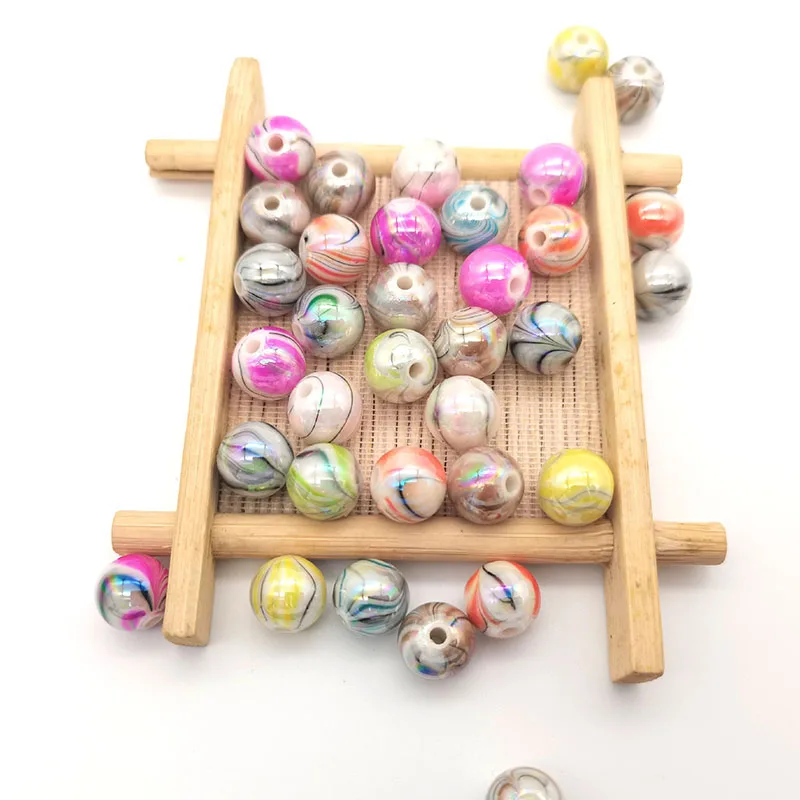 

100pcs/lot 8mm 10mm Round Beads AB Color Acrylic Loose Spaceer Bead For Bracelet Jewelry Making DIY Accessory