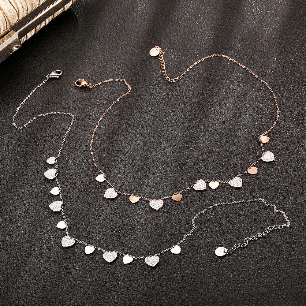 Богемное колье-чокер ожерелье для женщин блестящее хрустальное сердце короткая