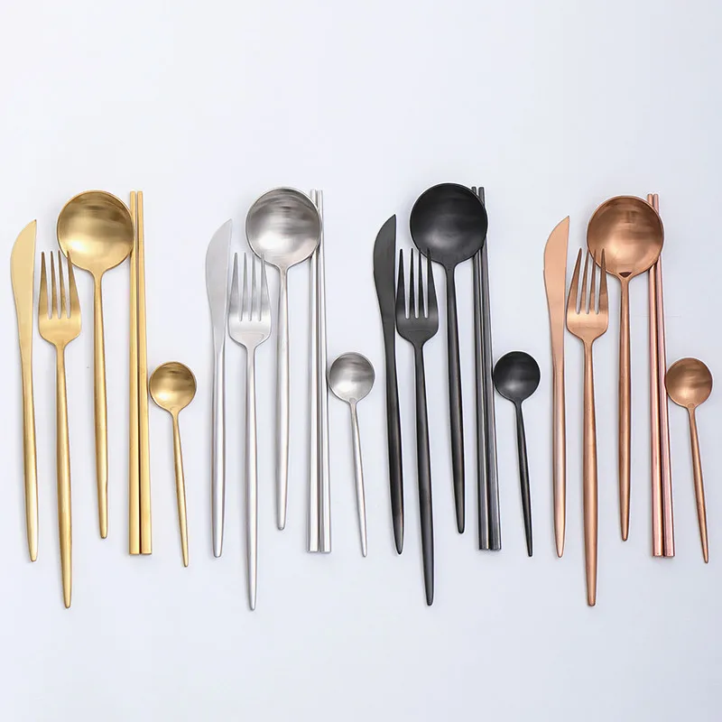 Nordic Western Rose Gold Knife and Fork Spoon Set Gift Box 304 Stainless Steel Steak 36 Pcs European 5CD32 | Дом и сад