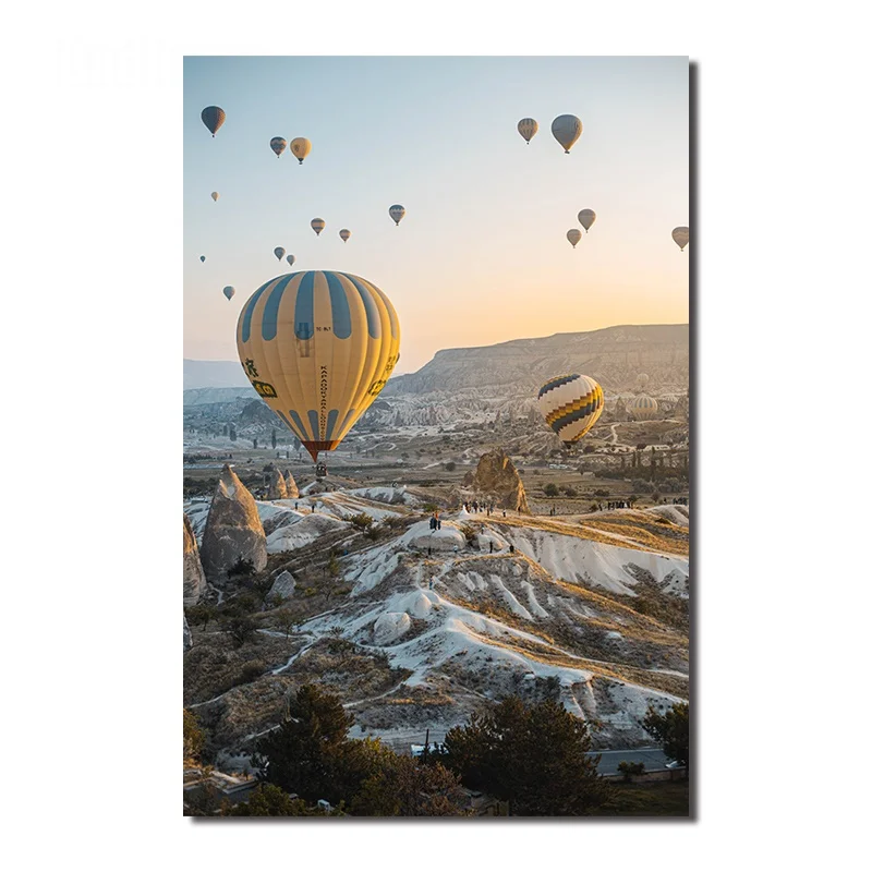 

Poster Aesthetic Printing Canvas Painting Frameless Hot Air Balloon Mountains and Wilds Modern Simple Decoration Accessories