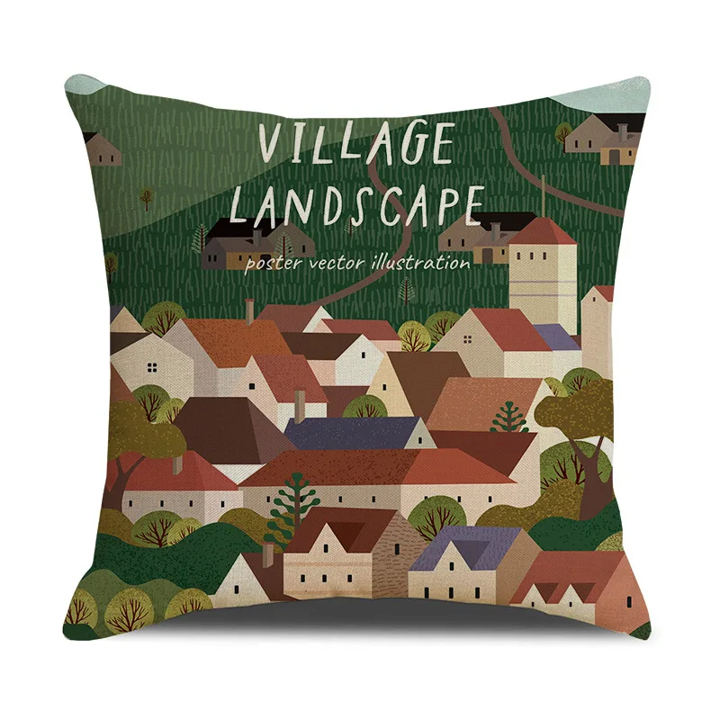 Pastoral Style Pillowcases Cushion Cover Digital Printing Car Sofa Mattress Northern European-Style Simple Cute Pillowcase | Дом и сад