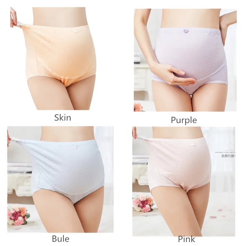 Bragas de cintura alta para mujer, ropa interior lisa sin costuras, suave, cuidado del Abdomen, ropa interior de maternidad de algod&oacute;n-1